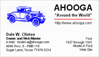 Ahooga.Com, Your Model-A Home on the Web